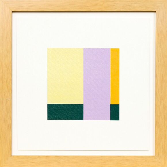 Pair Original Paintings Signed Artist Framed 11x11” Modern Abstract Green Purple - Picture 2 of 5